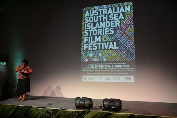 Joanne Warkill presents her speech at the ASSI Stories Film Festival 2014. Image by Jo-Anne Driessens